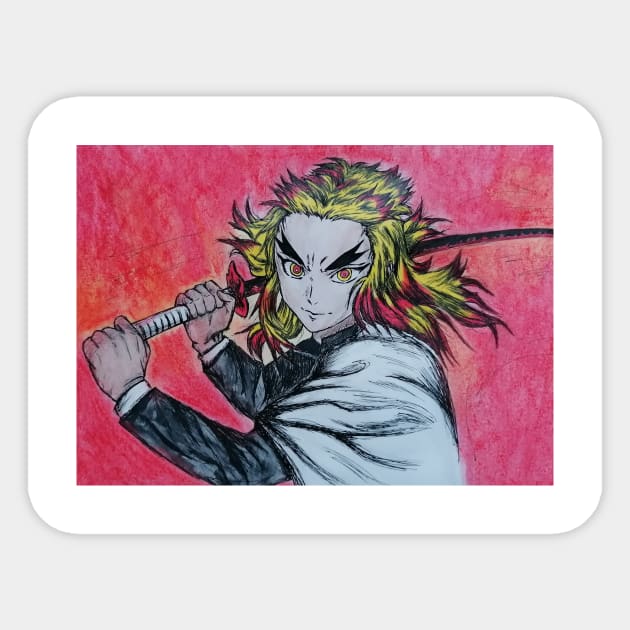 Kyōjurō Rengoku Sticker by IneedStrawberryCheesecake